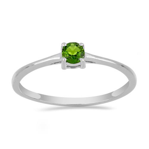 GENUINE CHROME DIOPSIDE SINGLE STONE RING IN 925 STERLING SILVER 